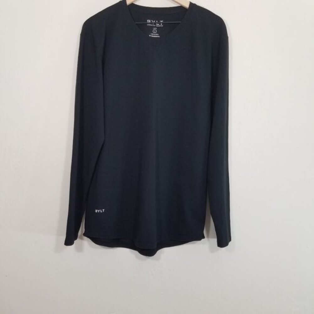 BYLT Premium Basics Lux Long Sleeve Tee Shirt Black Stretch Size L